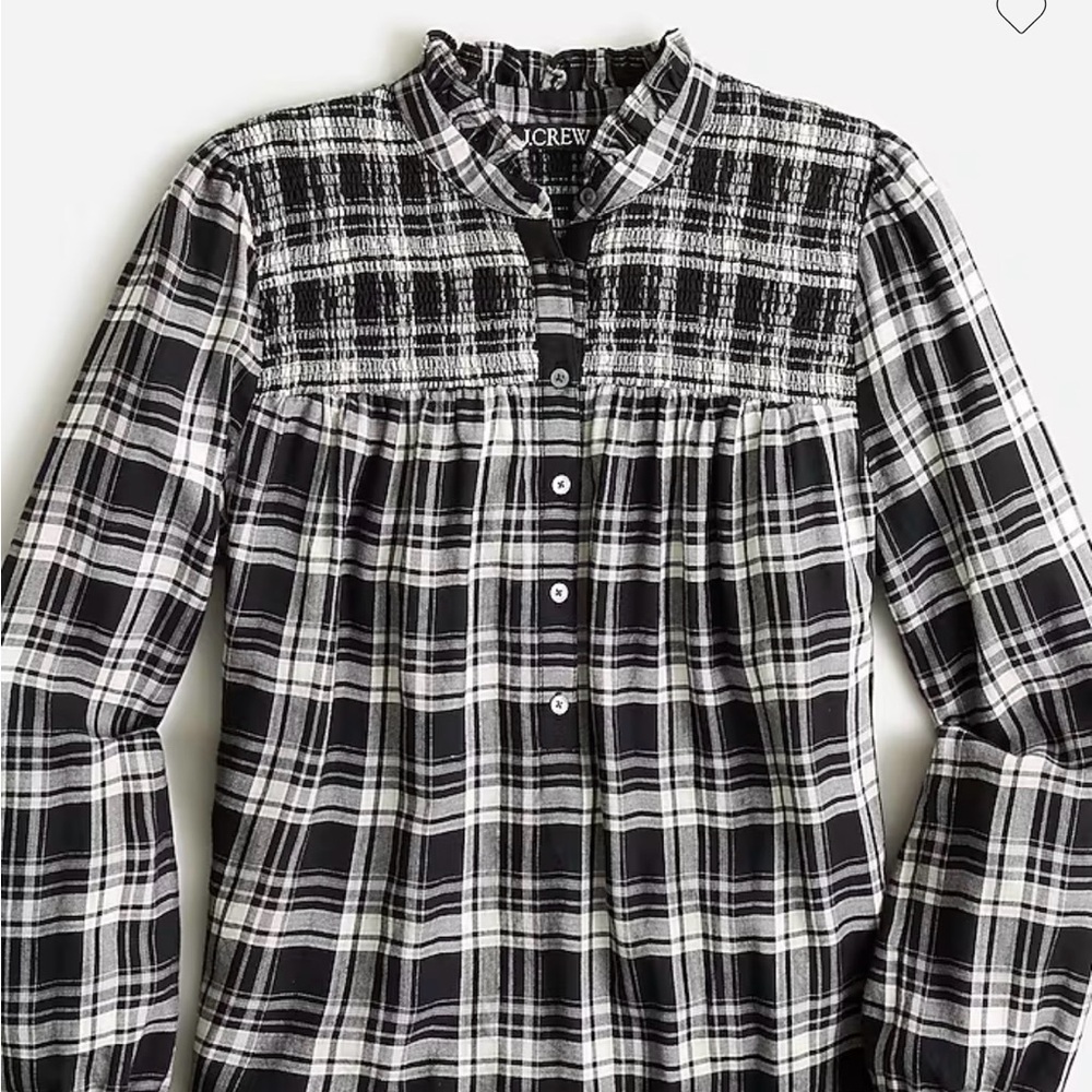 J. Crew  Ruffleneck cotton-blend flannel popover in Berkshire plaid